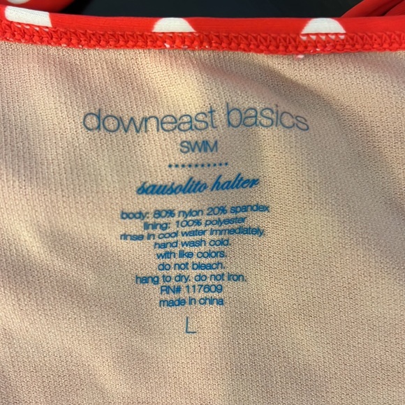 DownEast Basics Sausalito Halter Pinup Polka dot Tankini, red and white, size L - Picture 4 of 8